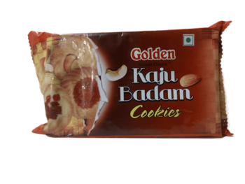pic of golden kaju badam cookies