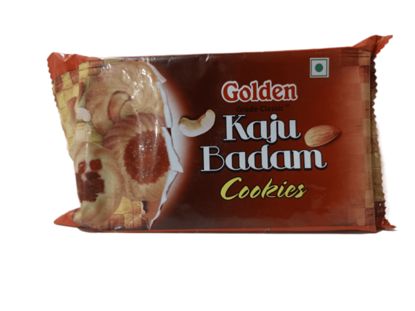 pic of golden kaju badam cookies
